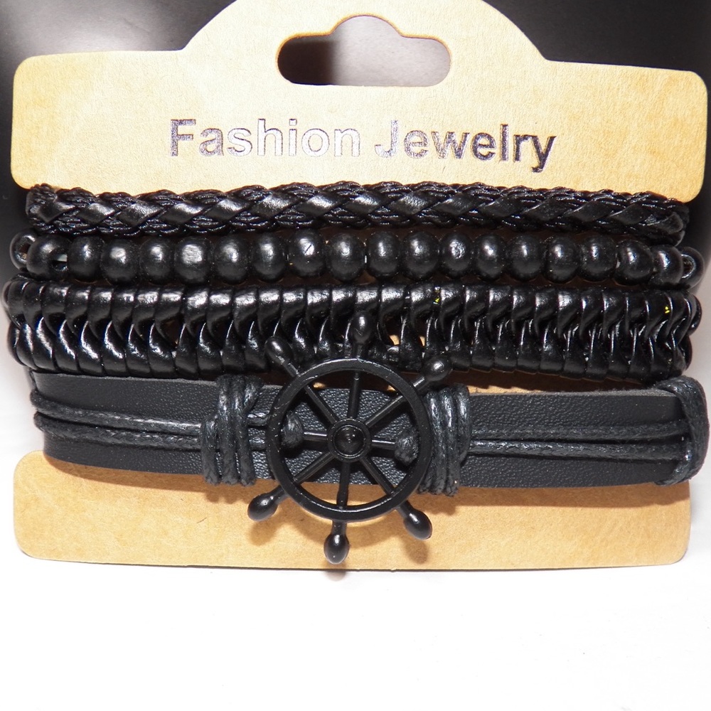 Men’s Retro Geometric Leather Bracelet